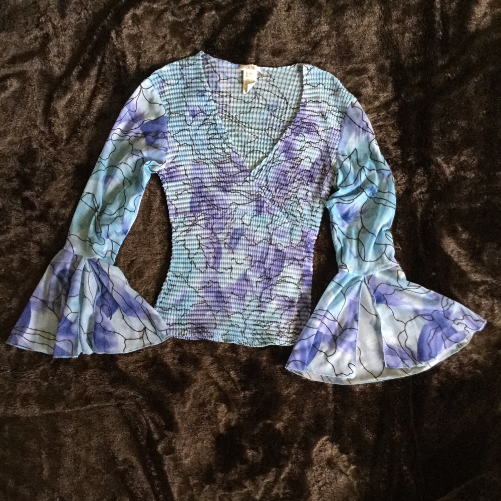 Cache Ruched Top - Bell Sleeves